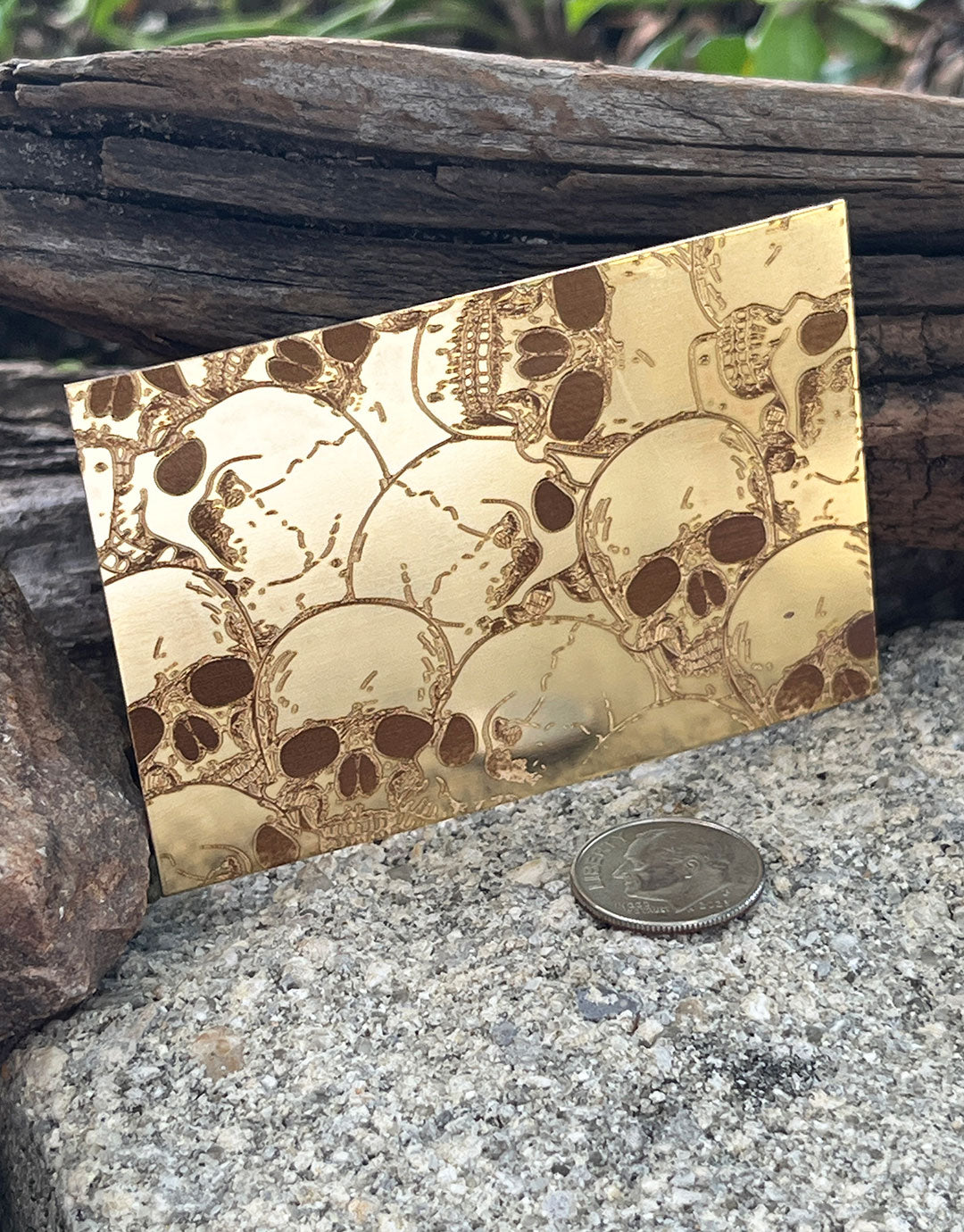 XLP0025 = Skulls Laser Engraved Metal Sheet 3x2" = Textured Jewelry Blank = Copper, Brass & More
