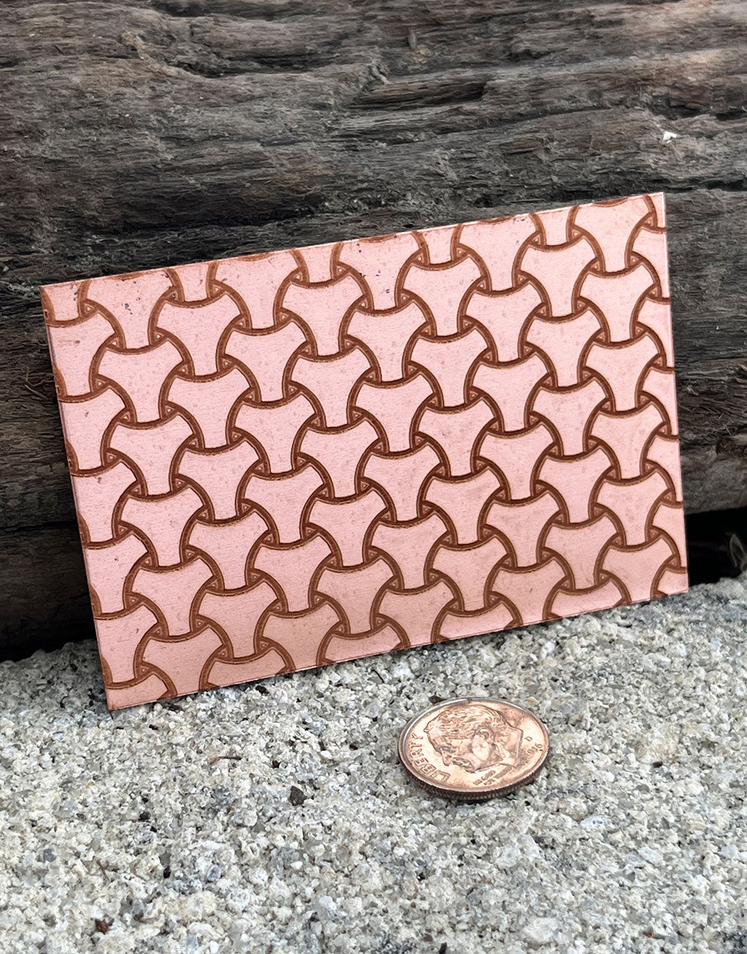 XLP0026 = Tri-Mesh Laser Engraved Metal Sheet 3x2" = Textured Jewelry Blank = Copper, Brass & More