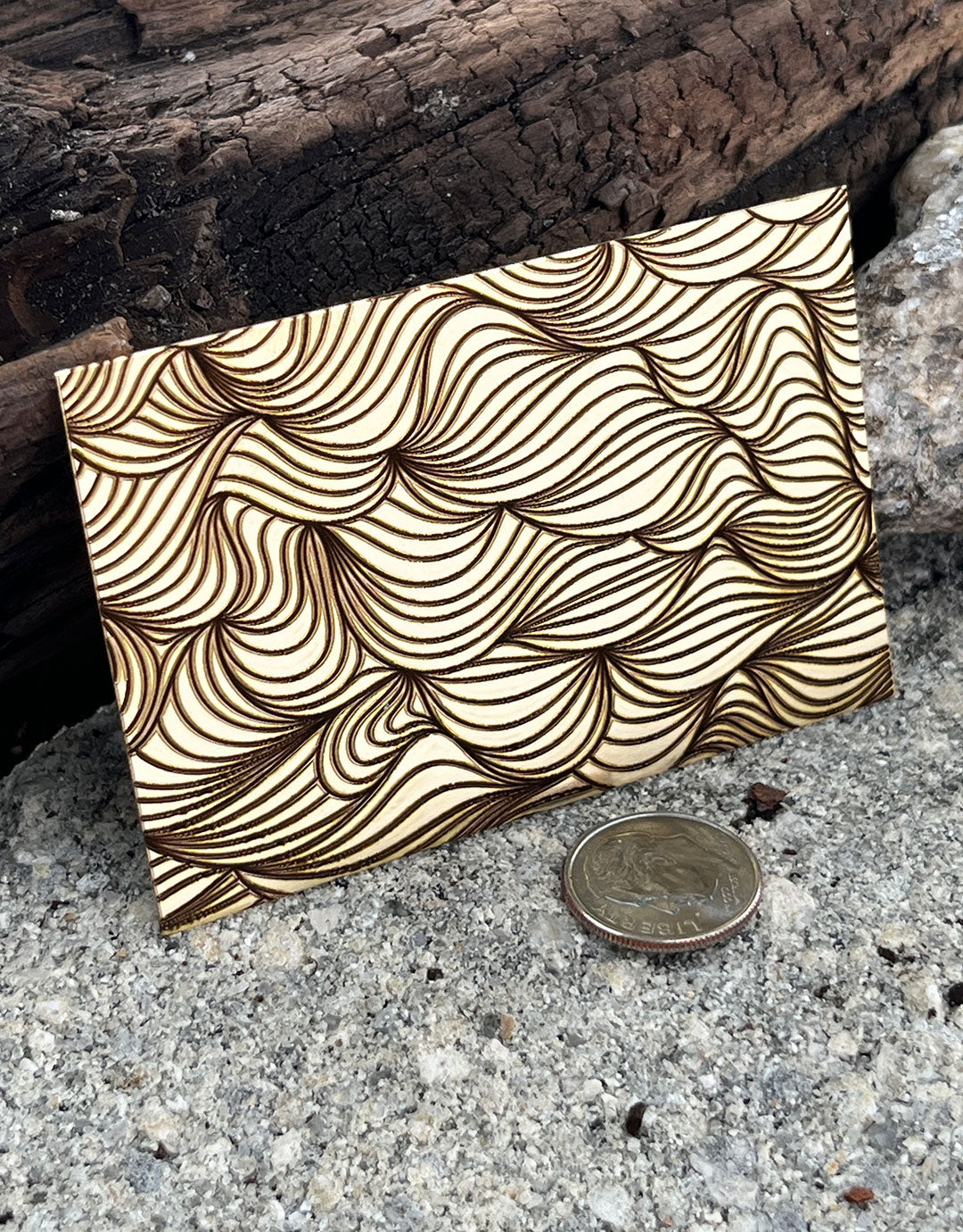 XLP0027 = Ocean Current Laser Engraved Metal Sheet 3x2" = Textured Jewelry Blank = Copper, Brass & More