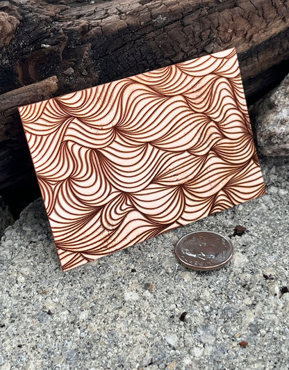 XLP0027 = Ocean Current Laser Engraved Metal Sheet 3x2" = Textured Jewelry Blank = Copper, Brass & More