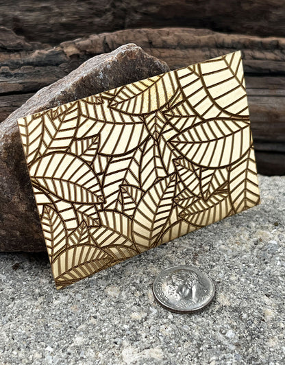 XLP0028 = Leaves Laser Engraved Metal Sheet 3x2" = Textured Jewelry Blank = Copper, Brass & More
