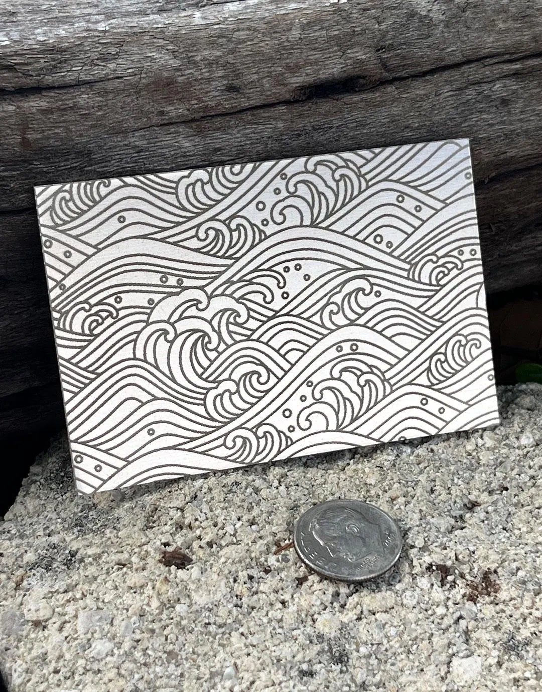 XLP0029 = Ancient Waves Laser Engraved Metal Sheet 3x2" = Textured Jewelry Blank = Copper, Brass & More