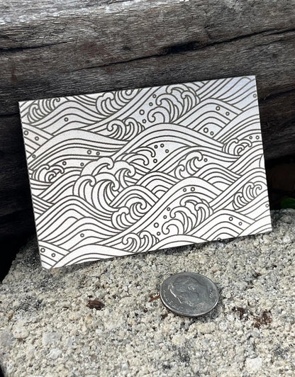 XLP0029 = Ancient Waves Laser Engraved Metal Sheet 3x2" = Textured Jewelry Blank = Copper, Brass & More
