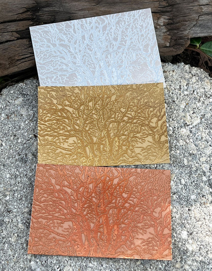 XLP0030 = Oak Tree Laser Engraved Metal Sheet 3x2" = Textured Jewelry Blank = Copper, Brass & More