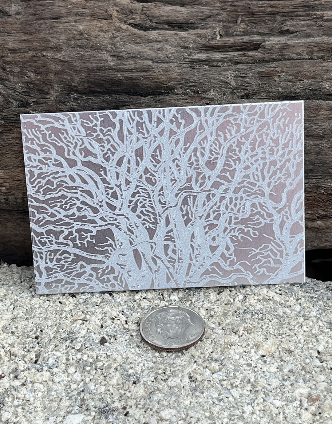 XLP0030 = Oak Tree Laser Engraved Metal Sheet 3x2" = Textured Jewelry Blank = Copper, Brass & More