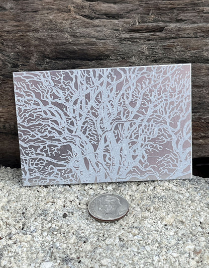 XLP0030 = Oak Tree Laser Engraved Metal Sheet 3x2" = Textured Jewelry Blank = Copper, Brass & More