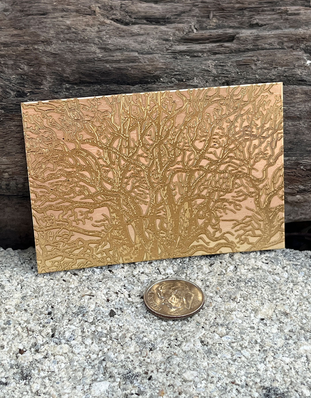 XLP0030 = Oak Tree Laser Engraved Metal Sheet 3x2" = Textured Jewelry Blank = Copper, Brass & More