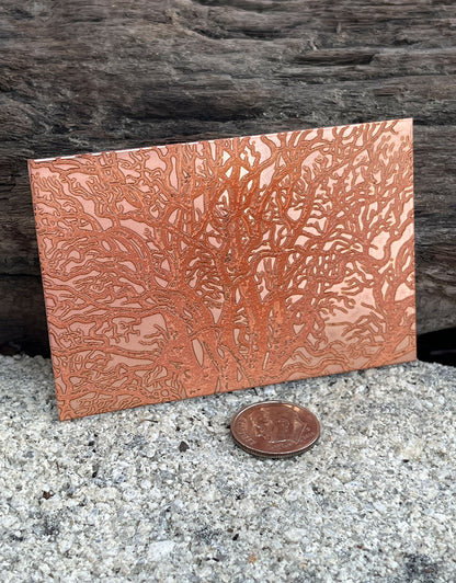 XLP0030 = Oak Tree Laser Engraved Metal Sheet 3x2" = Textured Jewelry Blank = Copper, Brass & More