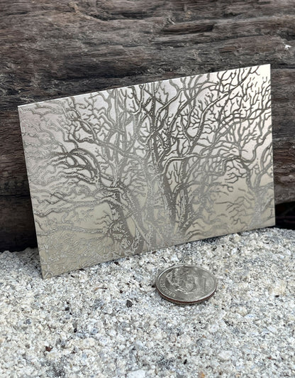 XLP0030 = Oak Tree Laser Engraved Metal Sheet 3x2" = Textured Jewelry Blank = Copper, Brass & More