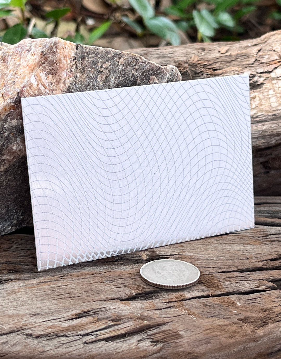 XLP0031 = Warped Mesh Laser Engraved Metal Sheet 3x2" = Textured Jewelry Blank = Copper, Brass & More