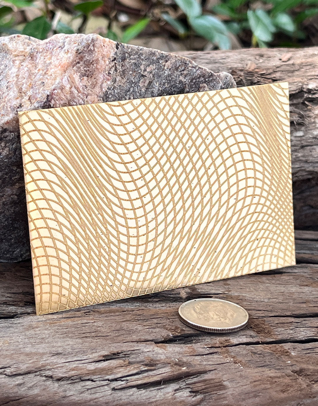 XLP0031 = Warped Mesh Laser Engraved Metal Sheet 3x2" = Textured Jewelry Blank = Copper, Brass & More