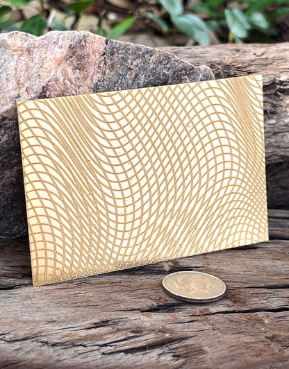 XLP0031 = Warped Mesh Laser Engraved Metal Sheet 3x2" = Textured Jewelry Blank = Copper, Brass & More