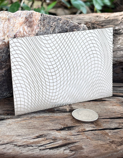 XLP0031 = Warped Mesh Laser Engraved Metal Sheet 3x2" = Textured Jewelry Blank = Copper, Brass & More
