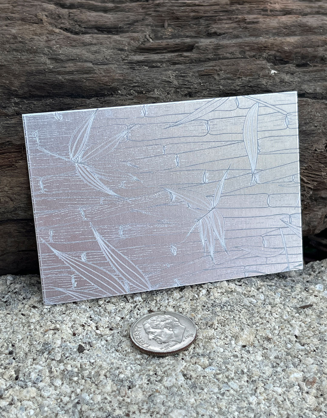 XLP0032 = Bamboo Laser Engraved Metal Sheet 3x2" = Textured Jewelry Blank = Copper, Brass & More