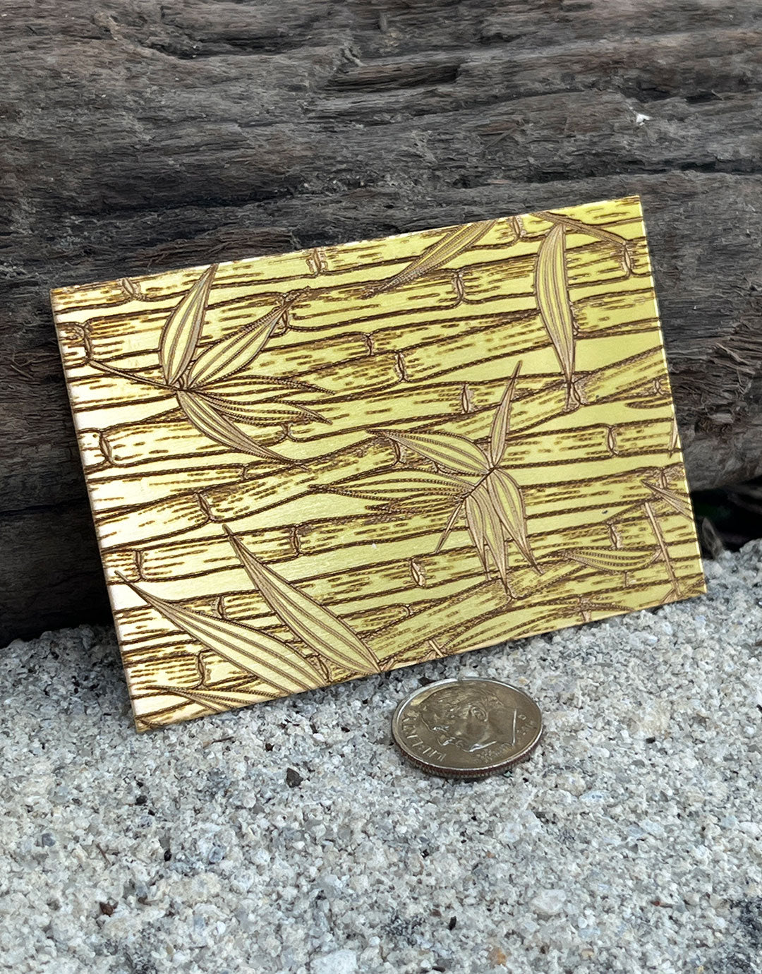 XLP0032 = Bamboo Laser Engraved Metal Sheet 3x2" = Textured Jewelry Blank = Copper, Brass & More
