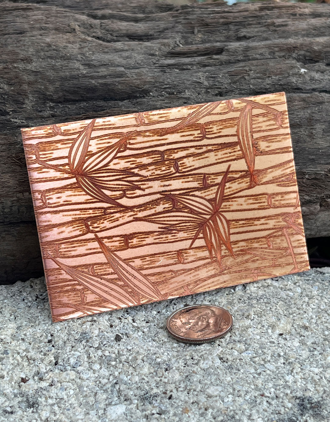 XLP0032 = Bamboo Laser Engraved Metal Sheet 3x2" = Textured Jewelry Blank = Copper, Brass & More