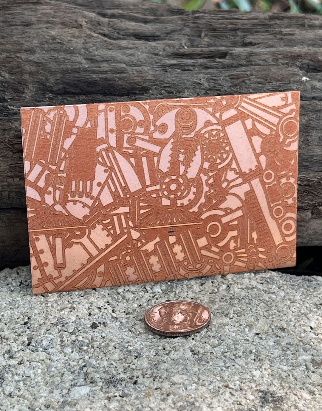 XLP0033 = Spare Parts Laser Engraved Metal Sheet 3x2" = Textured Jewelry Blank = Copper, Brass & More