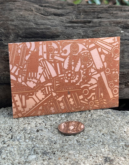XLP0033 = Spare Parts Laser Engraved Metal Sheet 3x2" = Textured Jewelry Blank = Copper, Brass & More