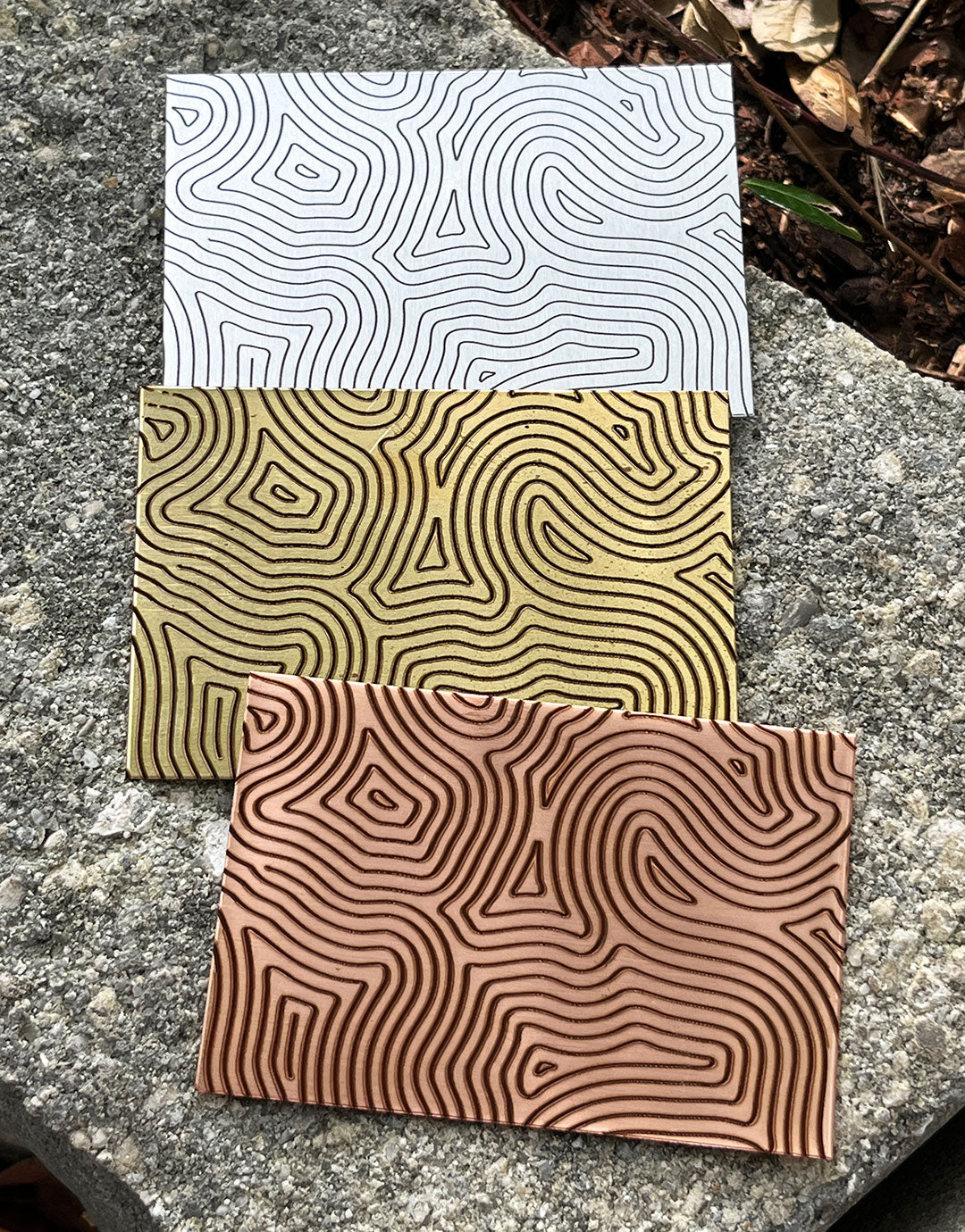 XLP0034 = Fingerprint Laser Engraved Metal Sheet 3x2" = Textured Jewelry Blank = Copper, Brass & More