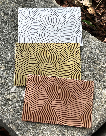XLP0034 = Fingerprint Laser Engraved Metal Sheet 3x2" = Textured Jewelry Blank = Copper, Brass & More