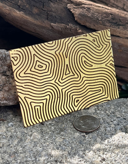 XLP0034 = Fingerprint Laser Engraved Metal Sheet 3x2" = Textured Jewelry Blank = Copper, Brass & More