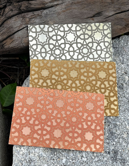 XLP0036 = Arabic 1 Laser Engraved Metal Sheet 3x2" = Textured Jewelry Blank = Copper, Brass & More