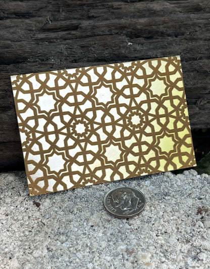 XLP0036 = Arabic 1 Laser Engraved Metal Sheet 3x2" = Textured Jewelry Blank = Copper, Brass & More