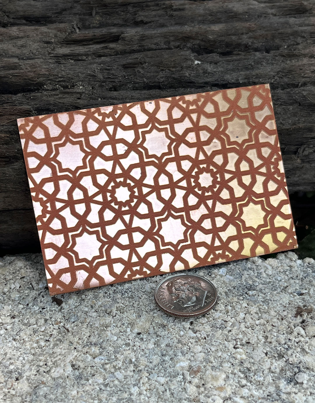 XLP0036 = Arabic 1 Laser Engraved Metal Sheet 3x2" = Textured Jewelry Blank = Copper, Brass & More