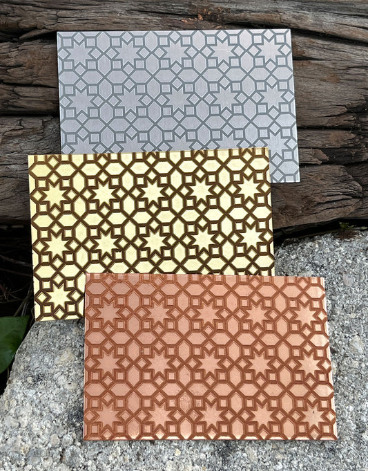 XLP0037 = Arabic 2 Laser Engraved Metal Sheet 3x2" = Textured Jewelry Blank = Copper, Brass & More