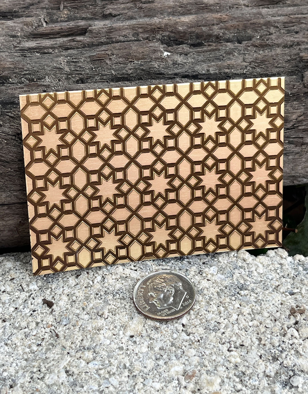 XLP0037 = Arabic 2 Laser Engraved Metal Sheet 3x2" = Textured Jewelry Blank = Copper, Brass & More