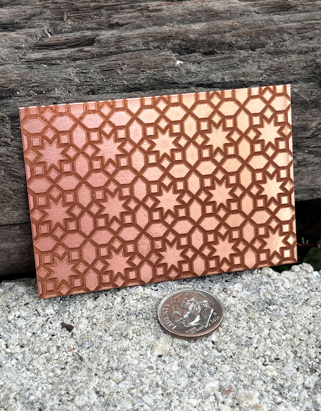XLP0037 = Arabic 2 Laser Engraved Metal Sheet 3x2" = Textured Jewelry Blank = Copper, Brass & More