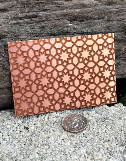 XLP0037 = Arabic 2 Laser Engraved Metal Sheet 3x2" = Textured Jewelry Blank = Copper, Brass & More