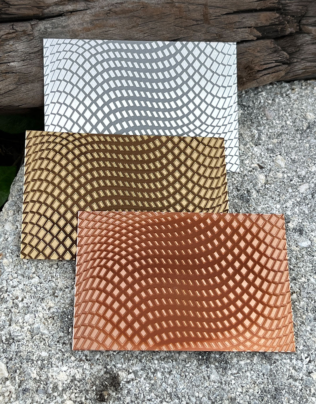 XLP0038 = Halftone Laser Engraved Metal Sheet 3x2" = Textured Jewelry Blank = Copper, Brass & More