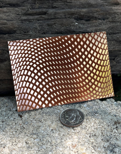 XLP0038 = Halftone Laser Engraved Metal Sheet 3x2" = Textured Jewelry Blank = Copper, Brass & More