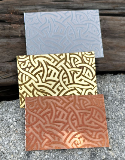 XLP0039 = Celtic Oak Laser Engraved Metal Sheet 3x2" = Textured Jewelry Blank = Copper, Brass & More