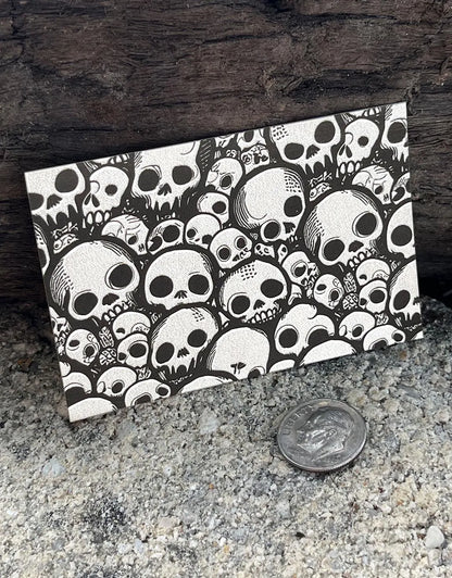 XLP0040 = Comic Skulls Laser Engraved Metal Sheet 3x2" = Textured Jewelry Blank = Copper, Brass & More