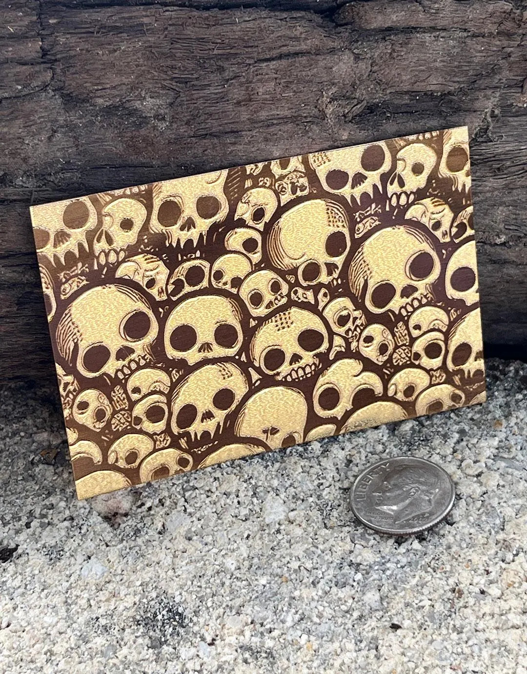 XLP0040 = Comic Skulls Laser Engraved Metal Sheet 3x2" = Textured Jewelry Blank = Copper, Brass & More