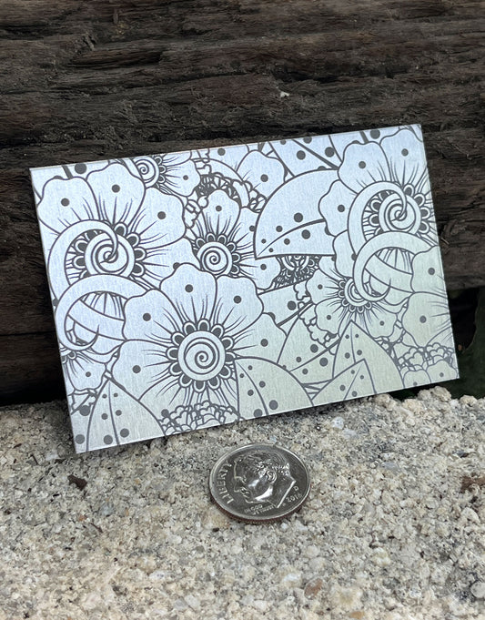 XLP0043 = Flower Fun Laser Engraved Metal Sheet 3x2" = Textured Jewelry Blank = Copper, Brass & More