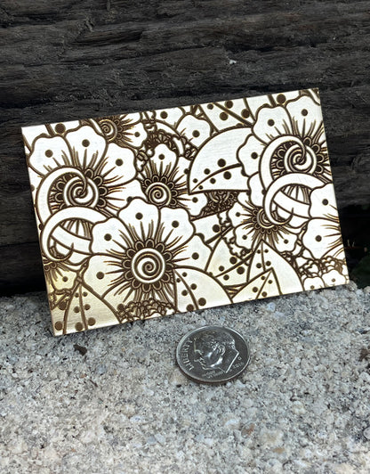 XLP0043 = Flower Fun Laser Engraved Metal Sheet 3x2" = Textured Jewelry Blank = Copper, Brass & More