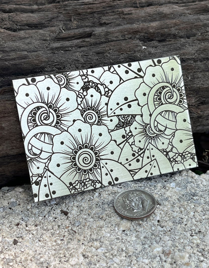XLP0043 = Flower Fun Laser Engraved Metal Sheet 3x2" = Textured Jewelry Blank = Copper, Brass & More