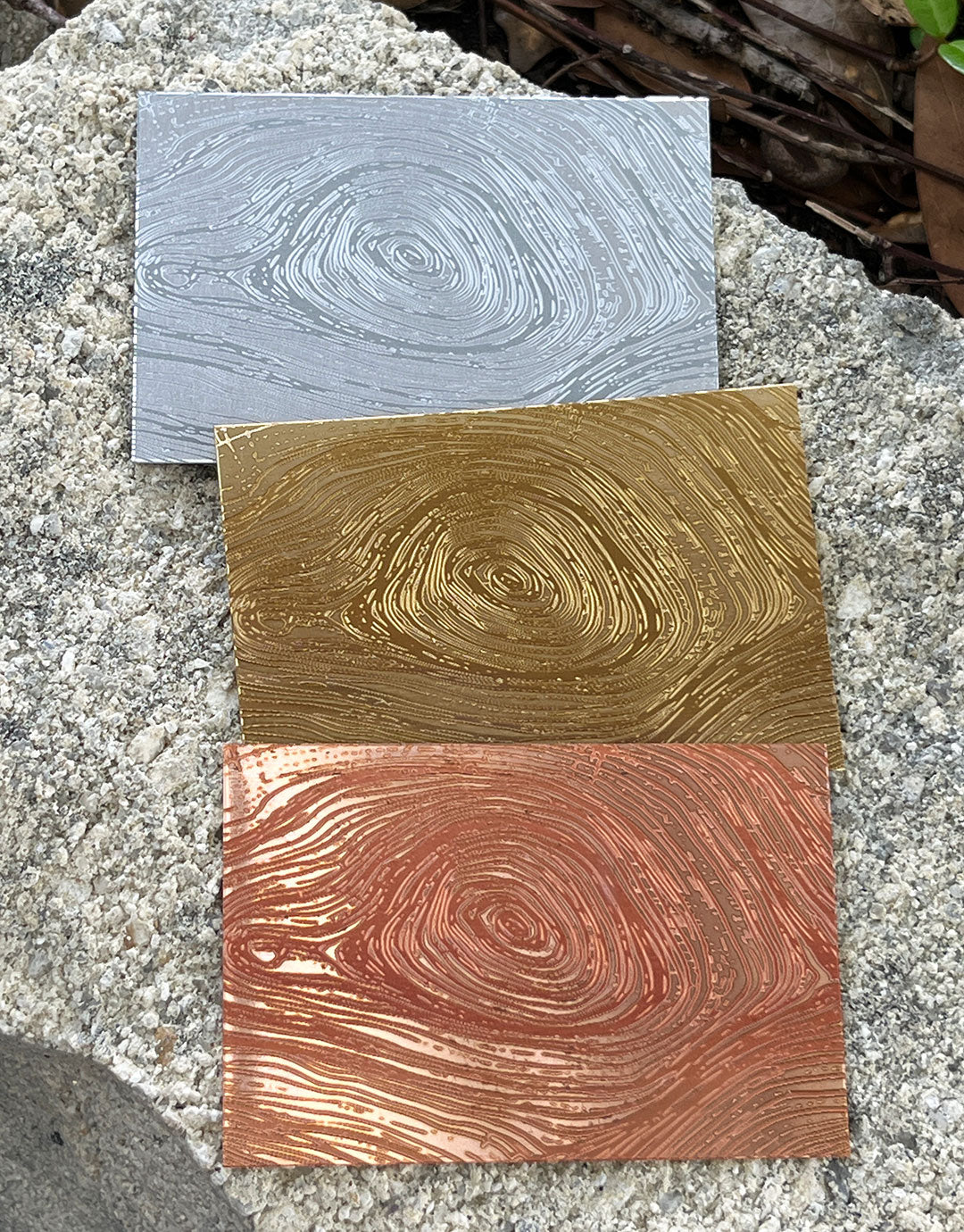 XLP0044 = Wood Knot Laser Engraved Metal Sheet 3x2" = Textured Jewelry Blank = Copper, Brass & More