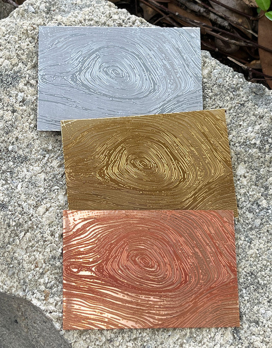 XLP0044 = Wood Knot Laser Engraved Metal Sheet 3x2" = Textured Jewelry Blank = Copper, Brass & More