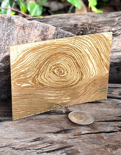 XLP0044 = Wood Knot Laser Engraved Metal Sheet 3x2" = Textured Jewelry Blank = Copper, Brass & More