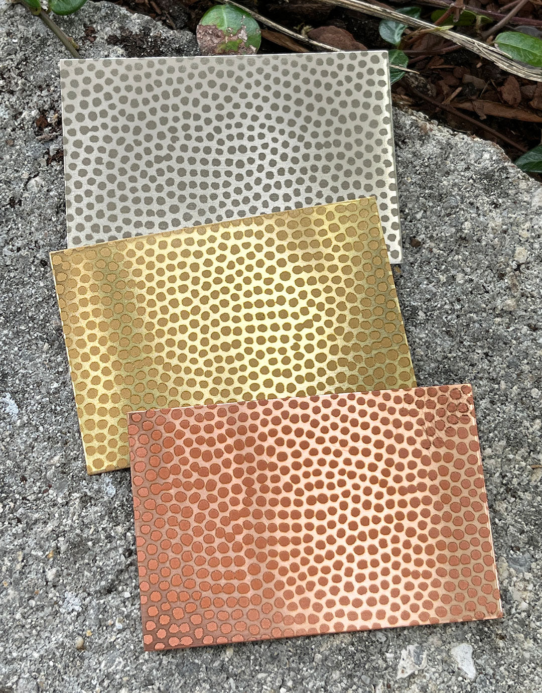 XLP0046 =Pollen Laser Engraved Metal Sheet 3x2" = Textured Jewelry Blank = Copper, Brass & More