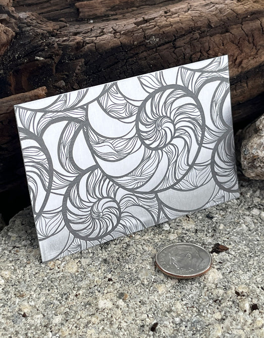 XLP0047 = Nautilus Laser Engraved Metal Sheet 3x2" = Textured Jewelry Blank = Copper, Brass & More