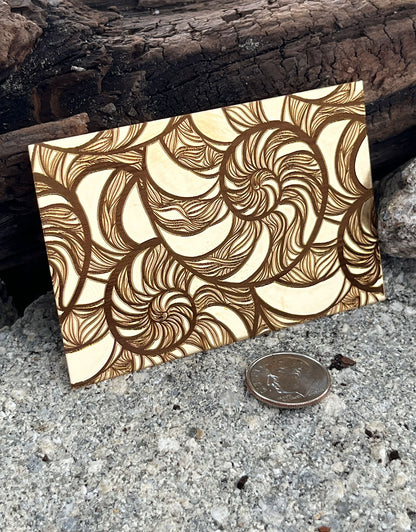 XLP0047 = Nautilus Laser Engraved Metal Sheet 3x2" = Textured Jewelry Blank = Copper, Brass & More