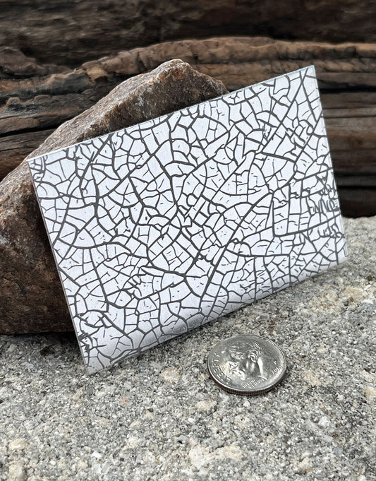 XLP0048 = Cracked Glass Laser Engraved Metal Sheet 3x2" = Textured Jewelry Blank = Copper, Brass & More