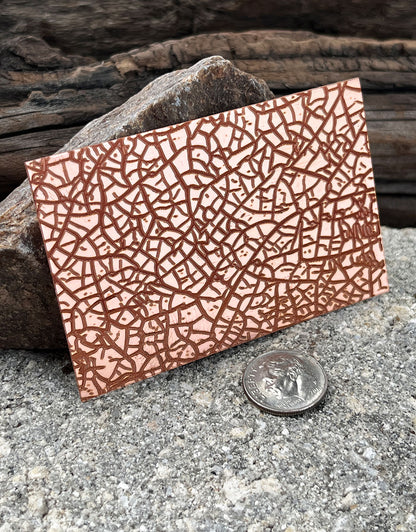XLP0048 = Cracked Glass Laser Engraved Metal Sheet 3x2" = Textured Jewelry Blank = Copper, Brass & More