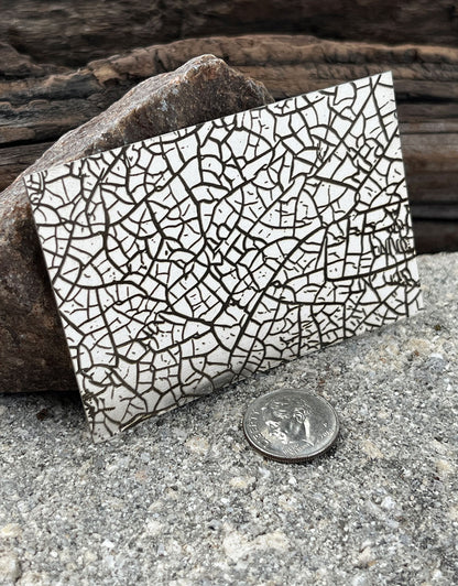 XLP0048 = Cracked Glass Laser Engraved Metal Sheet 3x2" = Textured Jewelry Blank = Copper, Brass & More