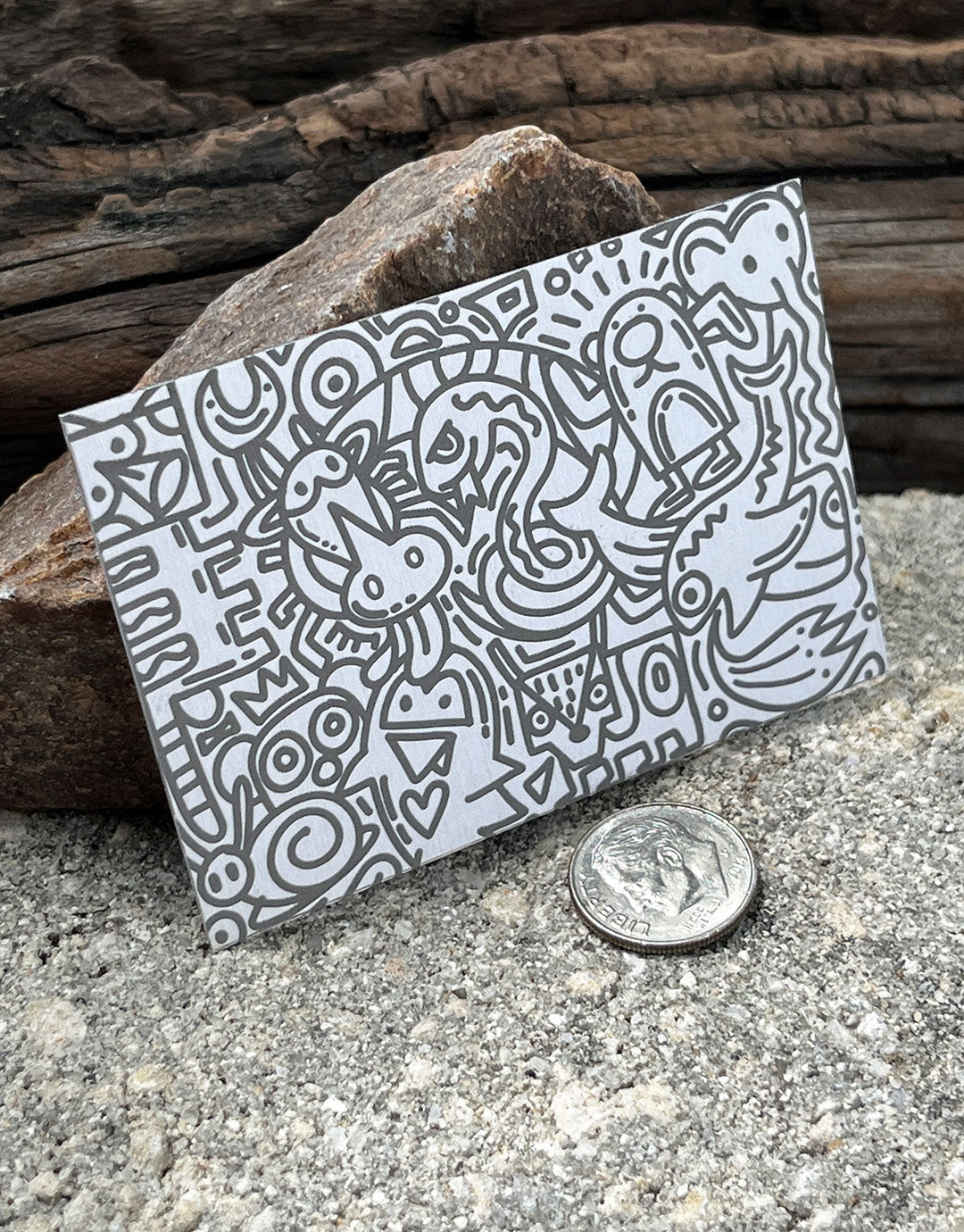 XLP0049 = Graffiti Laser Engraved Metal Sheet 3x2" = Textured Jewelry Blank = Copper, Brass & More